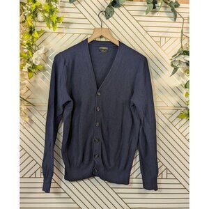 Gutteridge Black Label Men's Combed Cotton Navy Blue Cardigan Sweater Size Mediu